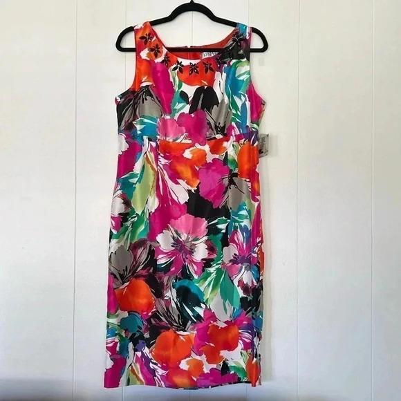 Kasper Tiger Lily Floral Sleeveless Womens Dress NWT C12 - Picture 1 of 9